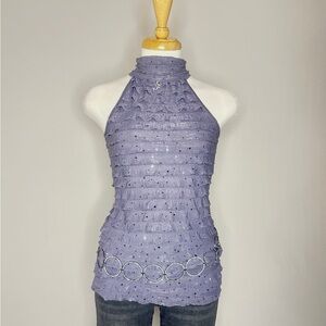 Y2K Lavender halter Top with sequins